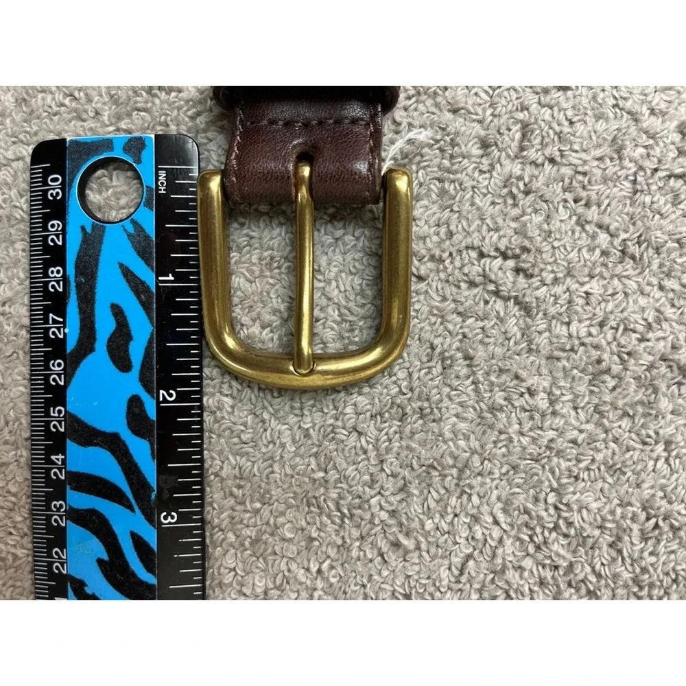 LL Bean Mens Chino Belt 42 Chocolate Brown Full Grain Leather Brass Buckle 2809